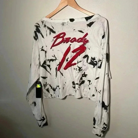 NWT Women's Majestic  Threads Tom Brady Tampa Bay Off-Shoulder Long Sleeve S - Picture 7 of 7